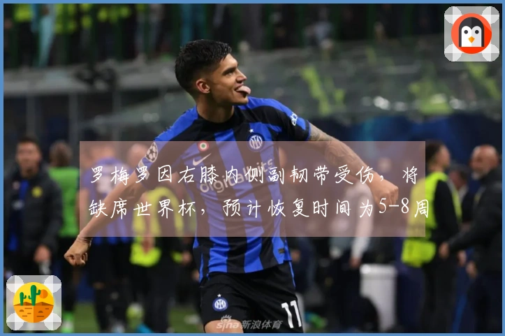 罗梅罗因右膝内侧副韧带受伤，将缺席世界杯，预计恢复时间为5-8周